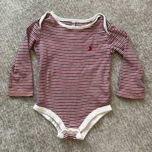 Joules Baby Striped Long Sleeve Bodysuit Red White Blue 18–24M